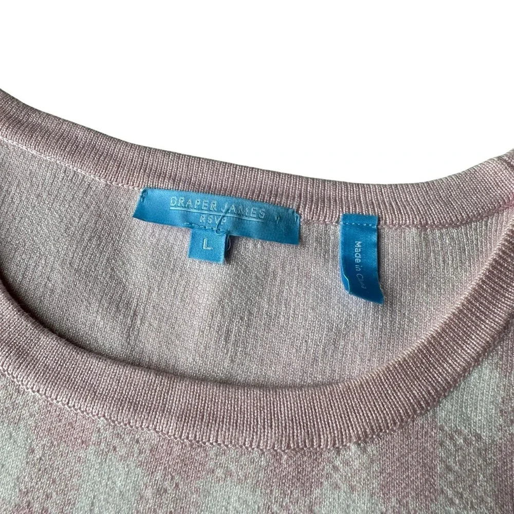 Draper James RSVP Women's Sweater Tank Vest Top LARGE Pink Gingham Plaid Luxury - Picture 2 of 3